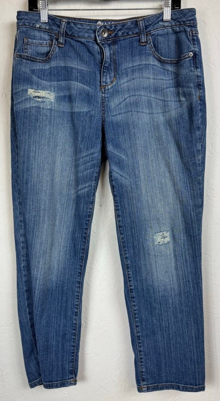 Stylus Blue Boyfriend Capris Women's 30